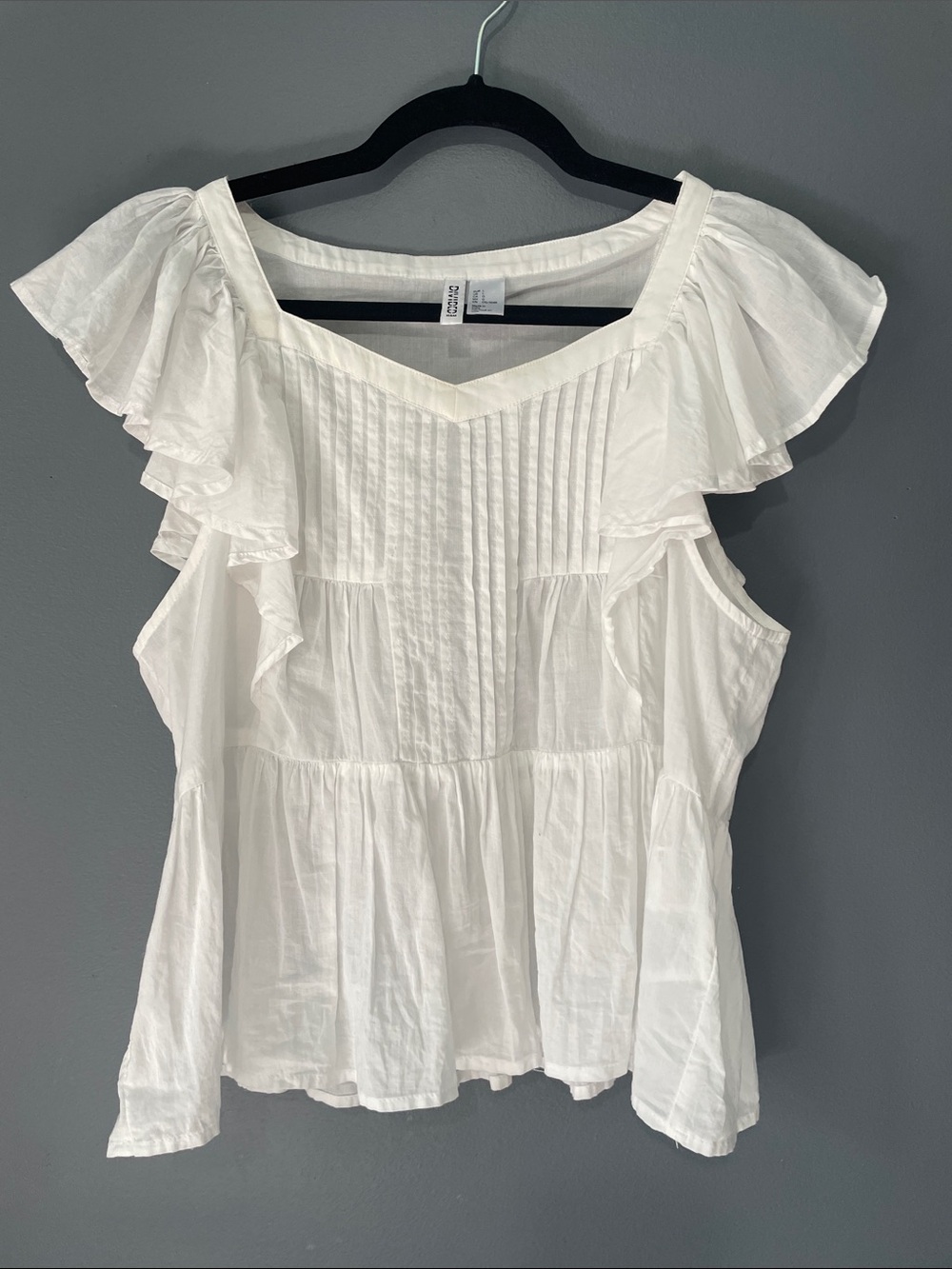 White Pintuck Flutter Sleeve Peplum Top
